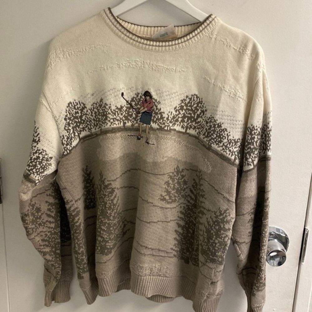 Vintage 90s Northern Reflections Embroidered Women Golfer Knit Sweater Medium